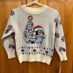 NWT Bluey Christmas Sweater 18 Months Holiday Crew Neck Cotton Blend Cream